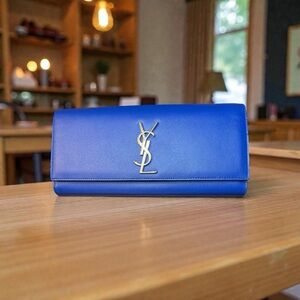 Yves Saint Laurent Electric Blue Leather Clutch